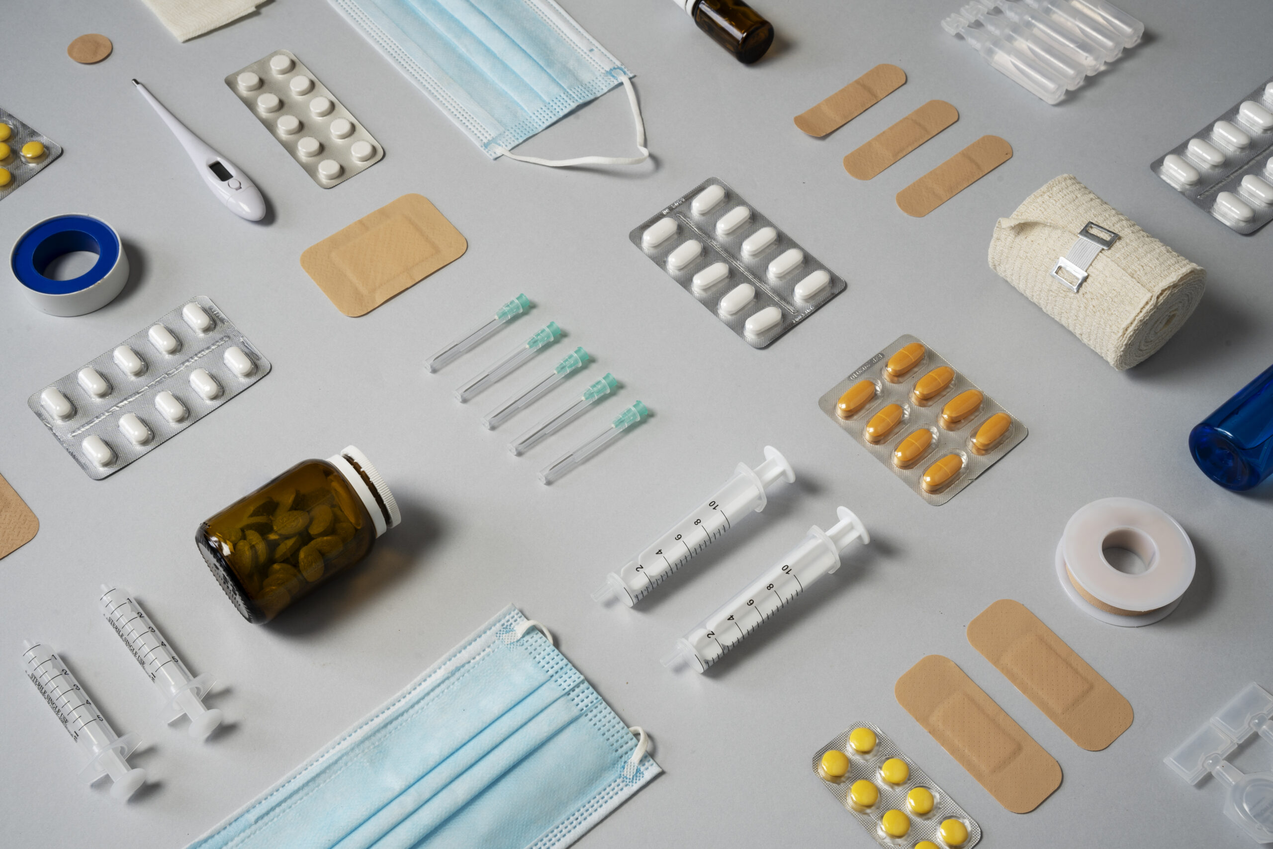High Angle Medicine Supplies Arrangement Scaled